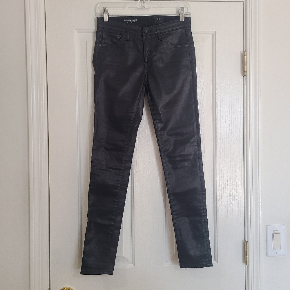 AG The Legging Ankle Super Skinny Black Coated Jeans Size 25 - Picture 7 of 15